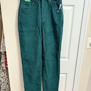 Empyre Teal Corduroy Women's Straight Leg Pants